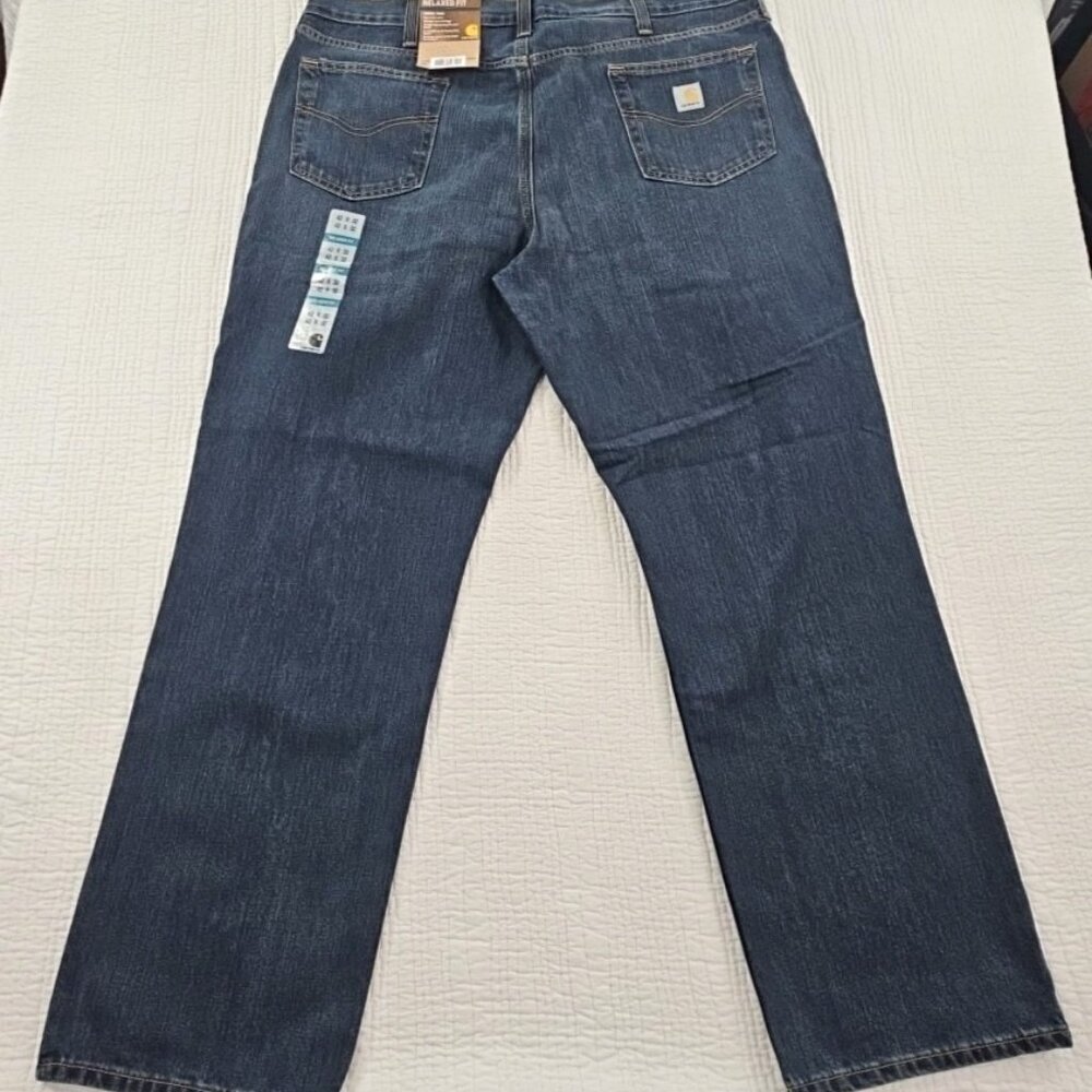 Carhartt Holter Jeans Men's 42x32 Relaxed Straight Leg Blue Stretch NWT BD1483-M - Picture 2 of 16